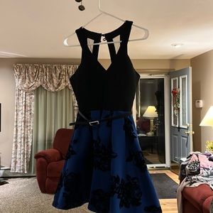 Black and blue rose dress